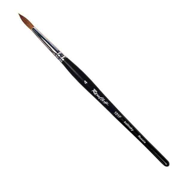 Картинка Кисть колонок круглая ROUBLOFF "111F" ручка короткая черная фигурная