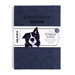 Скетчбук для маркеров МАЛЕВИЧ "2Side" индиго, твердая обложка, сшивка
